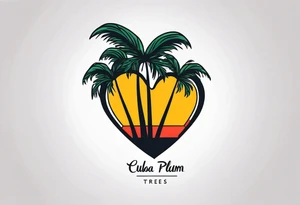 Cuba Royal palm trees shape of 
 a heart tattoo idea