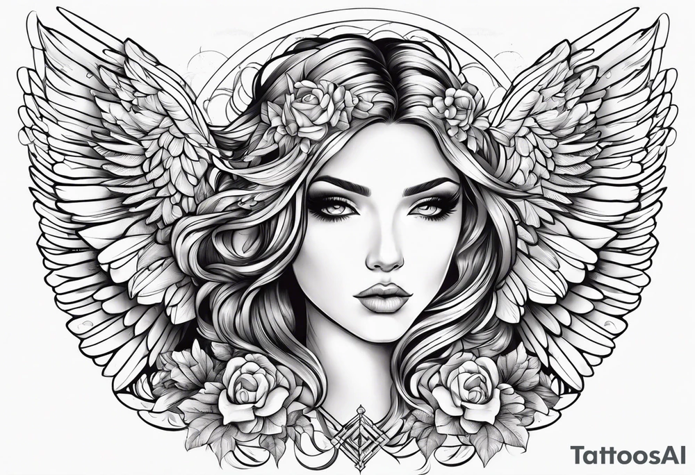 angel con accesorios tattoo idea