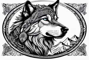 A turkish mhytologic shamanism with wolf tattoo idea