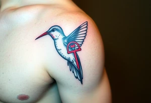 A hummingbird carrying an ankh in its beak
 (only red , blue and black are possible colors) tattoo idea