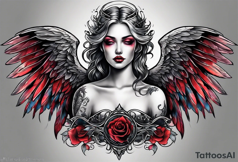 portrait of the angel of death tattoo idea