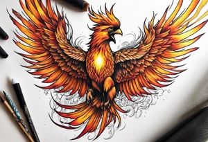 Phoenix riding from the ashes tattoo idea