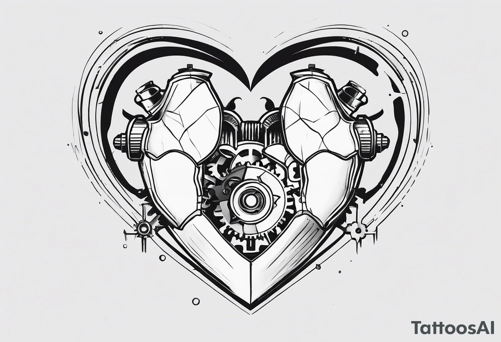 Mechanical Heart LOVE tattoo idea