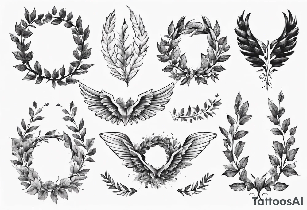 wreath leaves Wings tattoo idea