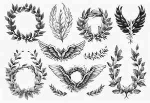 wreath leaves Wings tattoo idea