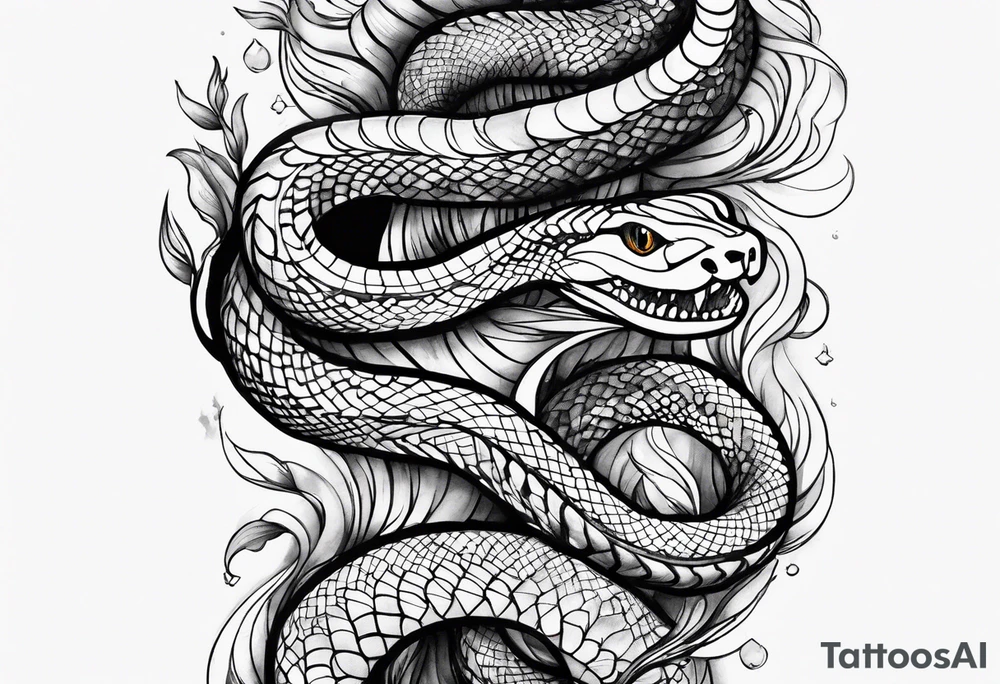 top of a snake straight line tattoo idea