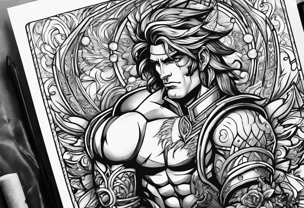 a (cartoonistic) man coming out of an easel tattoo idea