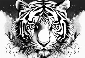 minimalist tiger crouching near water tattoo idea