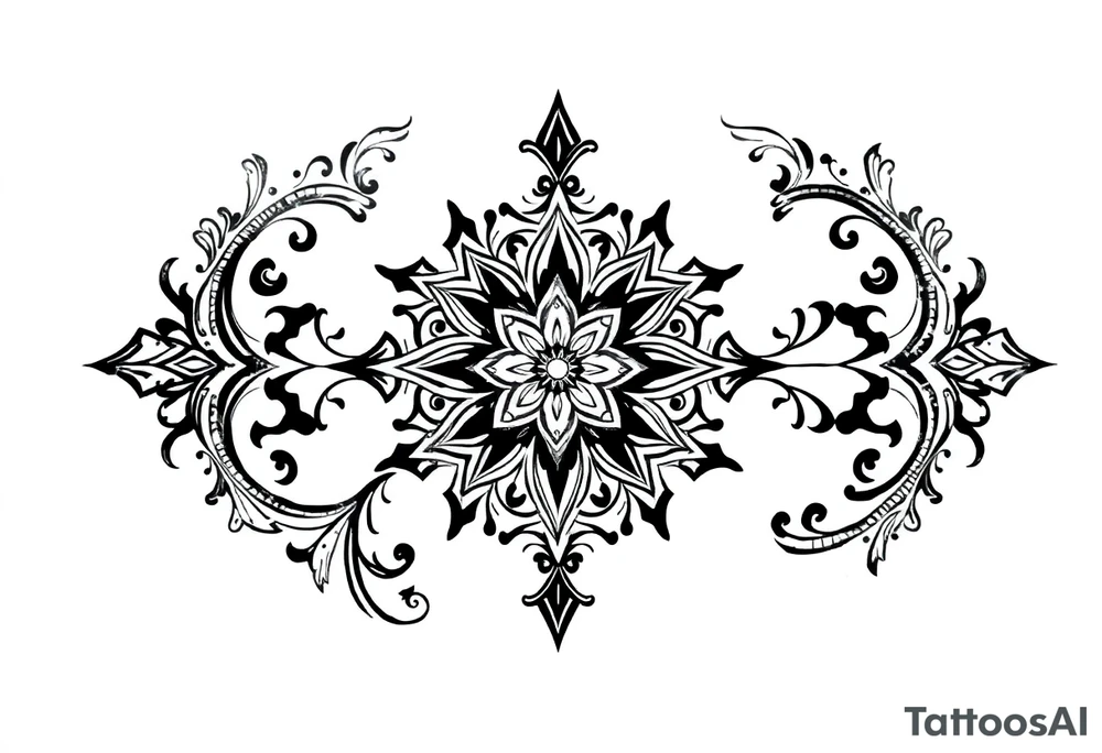 mytical shaman and witch ancient ornament with rhyme tattoo idea