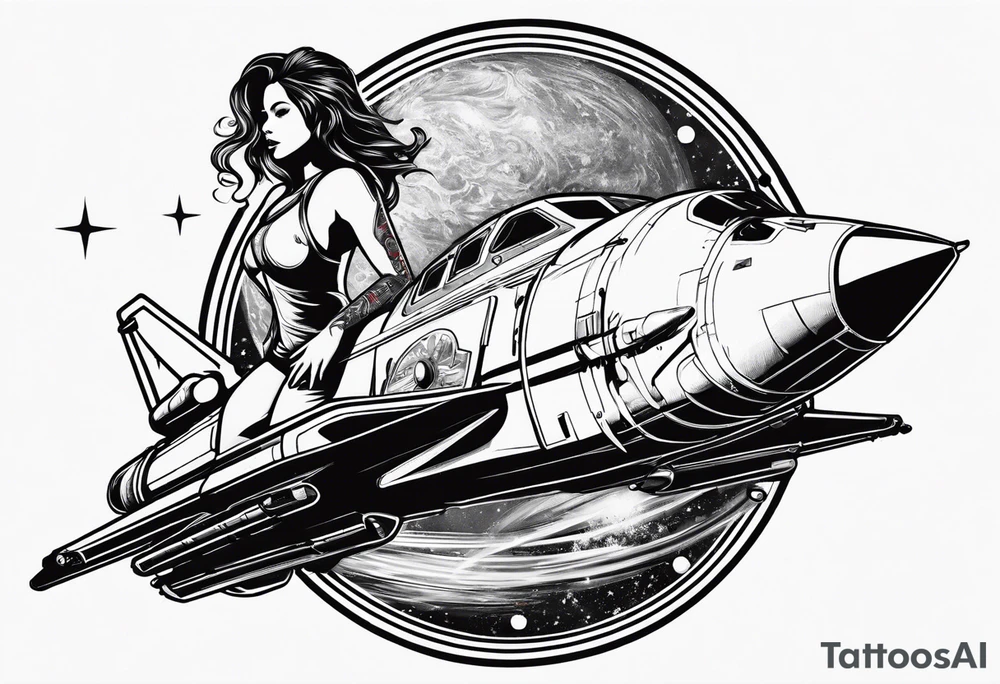 Girl on a rocket tattoo idea