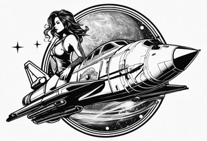 Girl on a rocket tattoo idea