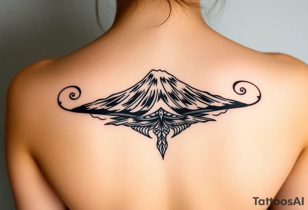Traditional Mt Taranaki chest tattoo tattoo idea