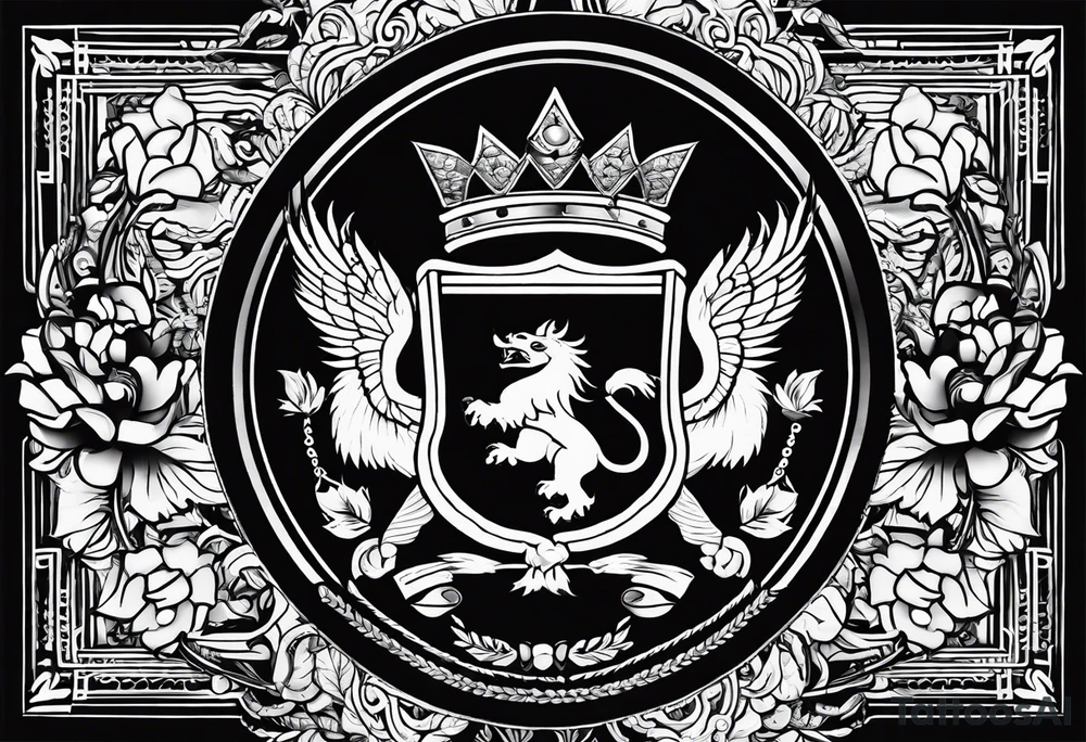 family crest with Whidbey Island, Cambodia, Scotland, Ghana, Liberia, Haiti tattoo idea