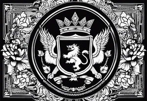 family crest with Whidbey Island, Cambodia, Scotland, Ghana, Liberia, Haiti tattoo idea