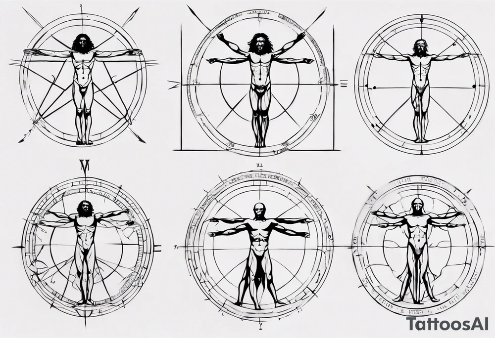 Simple vitruvian man tattoo idea