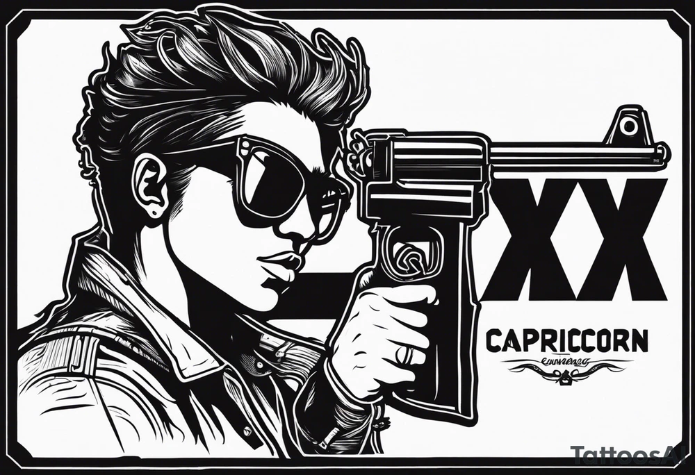capricorn with sunglasses and a shotgun tattoo idea