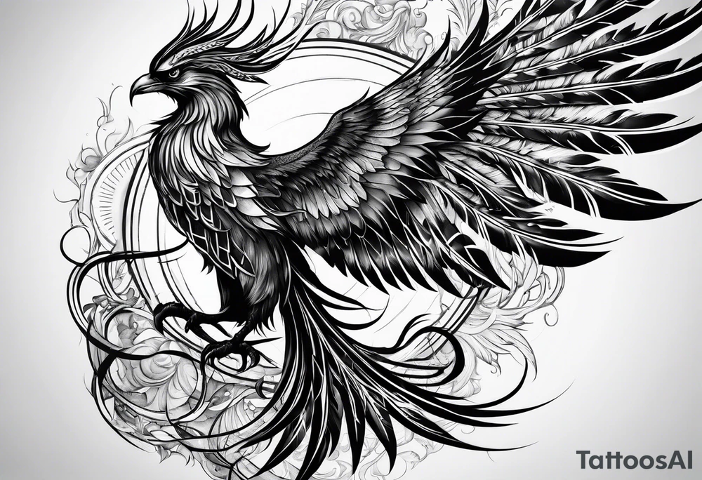 Heavy metal phoenix being reborn tattoo idea