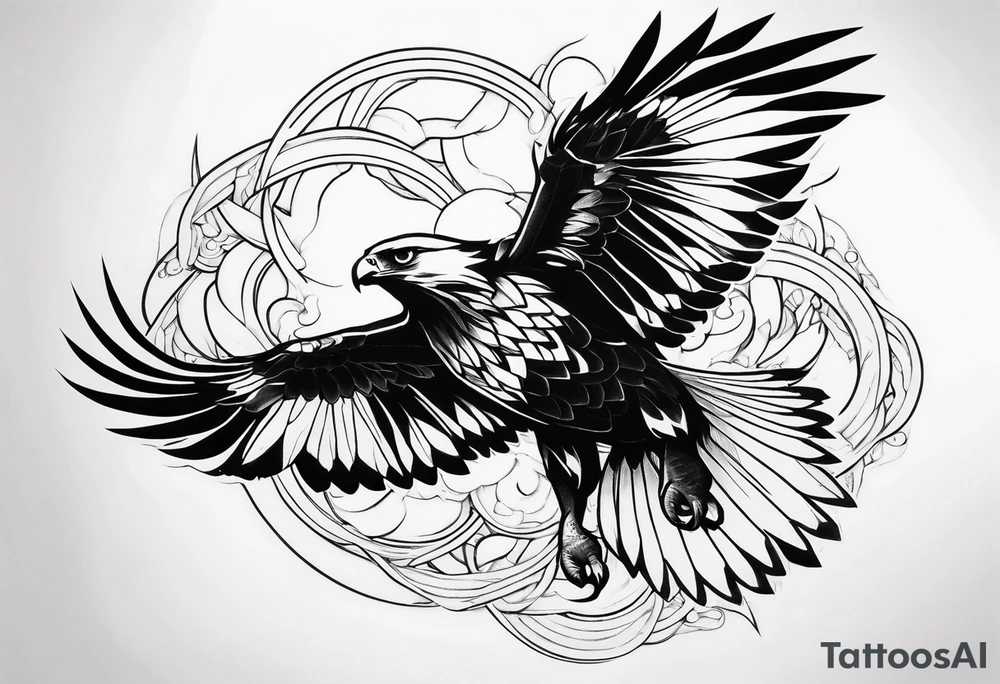 hawk fighting tattoo idea