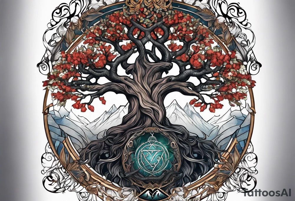 Yggdrasil with hugin and munin tattoo idea