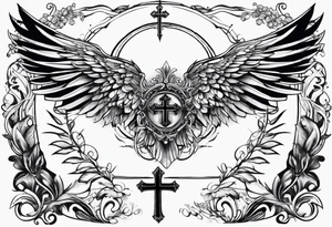 wings with upsidedown cross between the wings tattoo idea