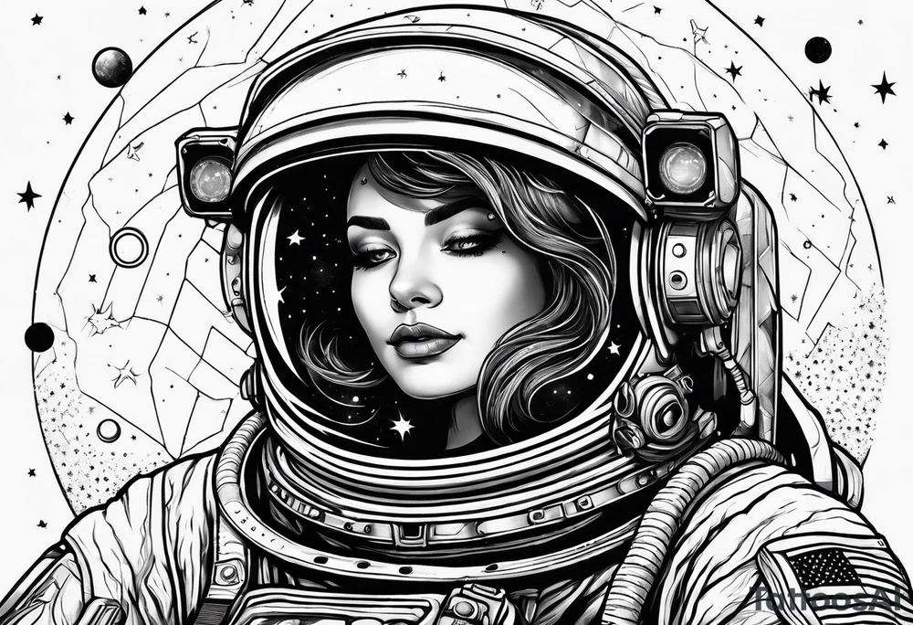 Astronaut holding a galaxy tattoo idea