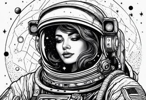 Astronaut holding a galaxy tattoo idea