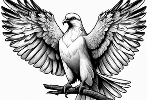Dove sitting on a branch with an eagle flying tattoo idea