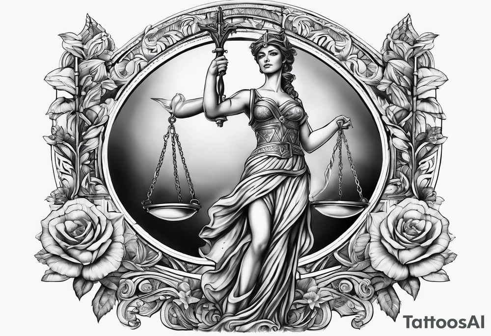 Themis holding the scales of justice tattoo idea