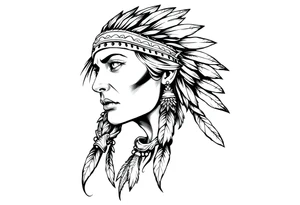 Fierce Female Native American tattoo idea
