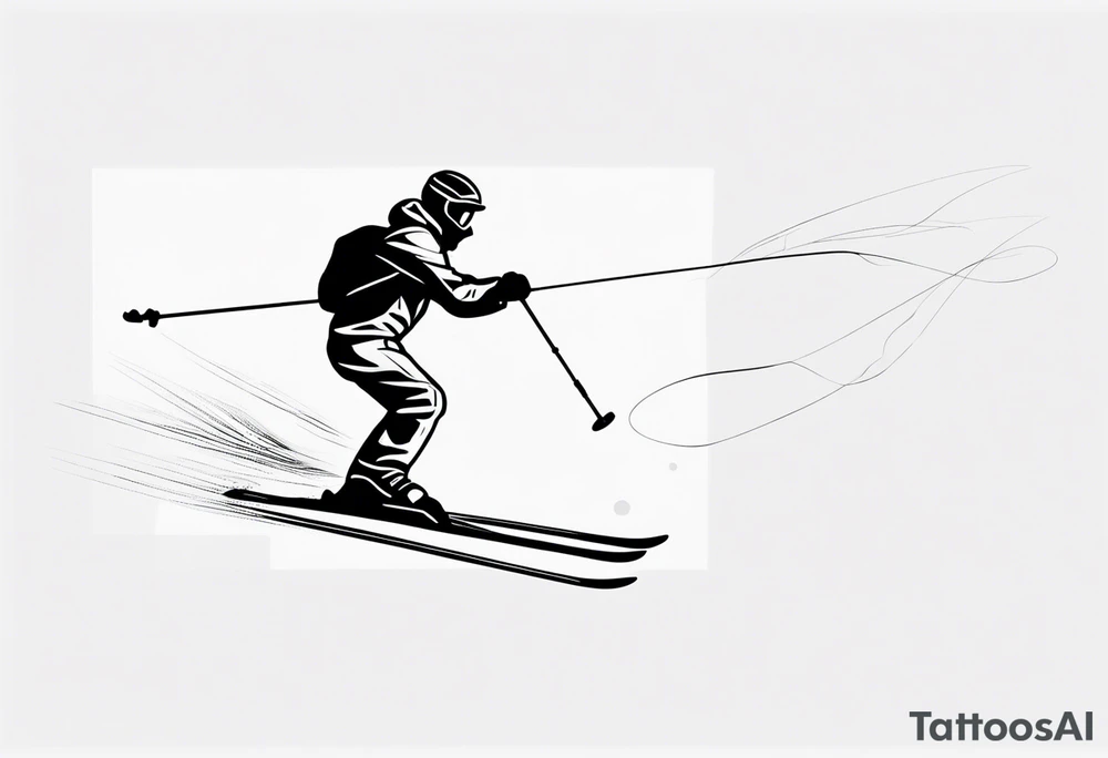 Skier in motion, single line tattoo idea