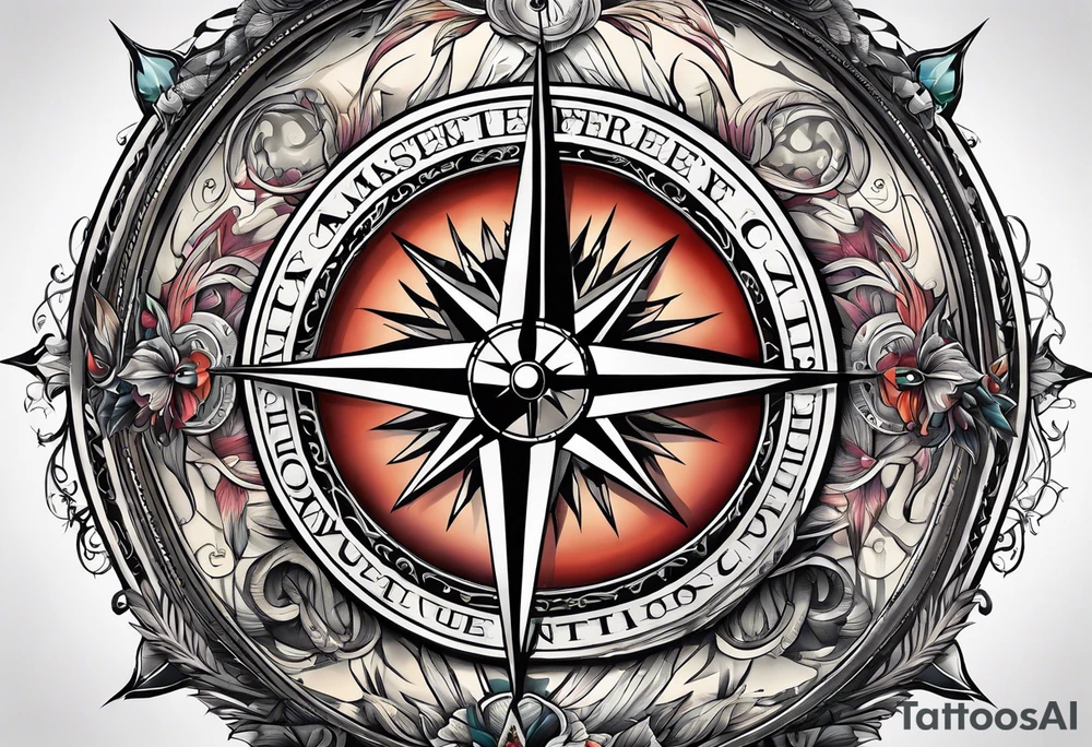 Compass true north due south tattoo idea