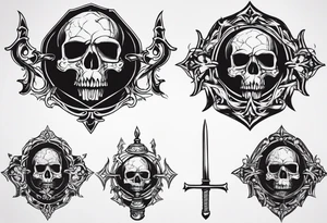 Medieval mace with skull tattoo idea