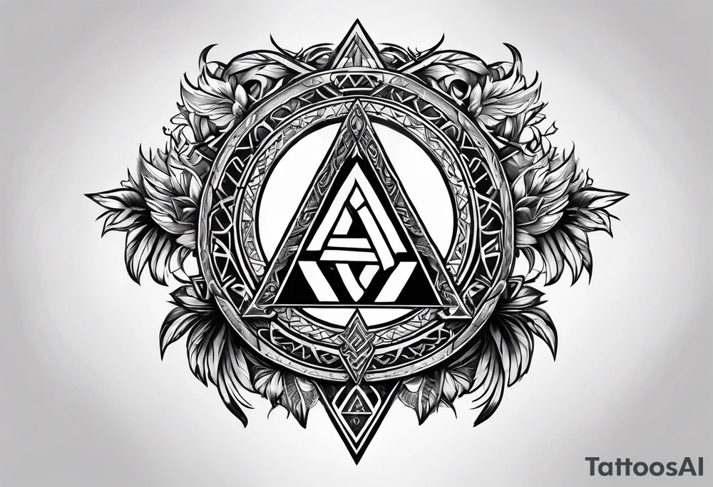 Valhalla sword shield axe Valknut tattoo idea