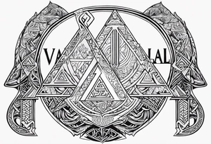 Valhalla sword 
 dragon axe Valknut helm of awe tattoo idea