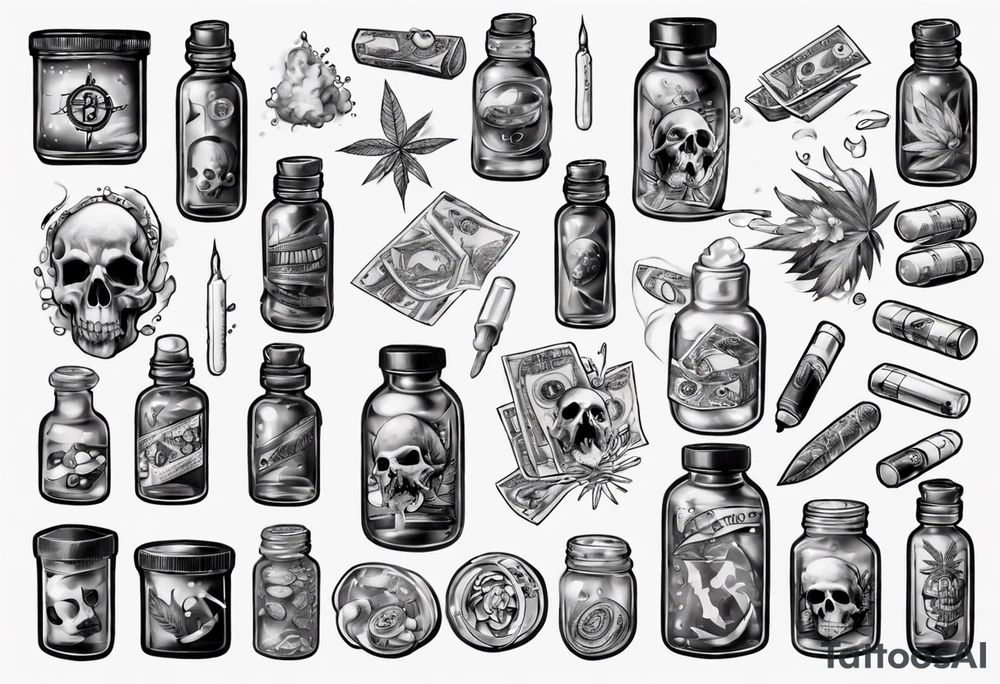 drugs and money tattoo idea