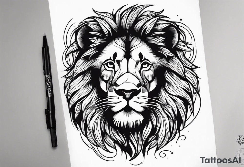 realistic laying lion tattoo idea
