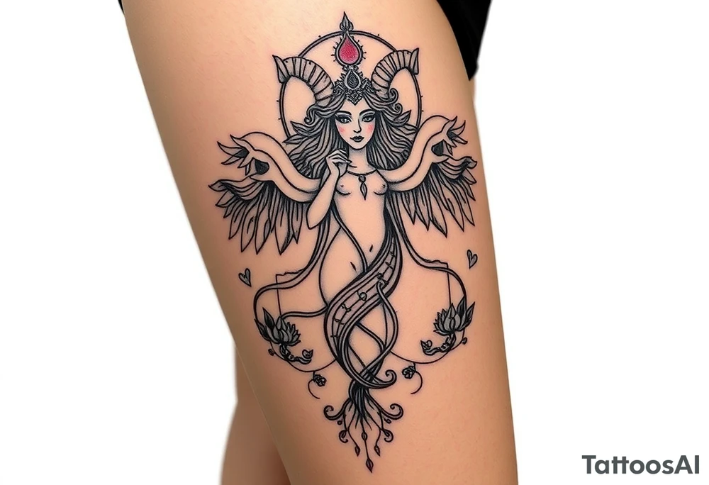 Aries goddess, chaos, fire, earthy, spiritual, tattoo idea