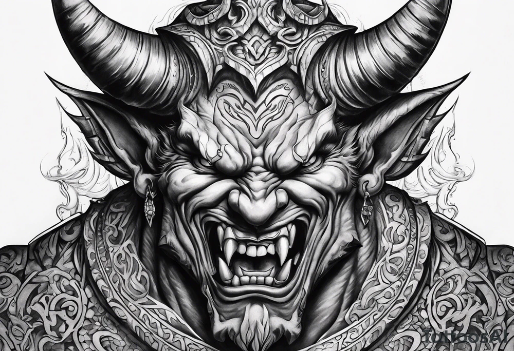 angry devil for a chest tattoo idea