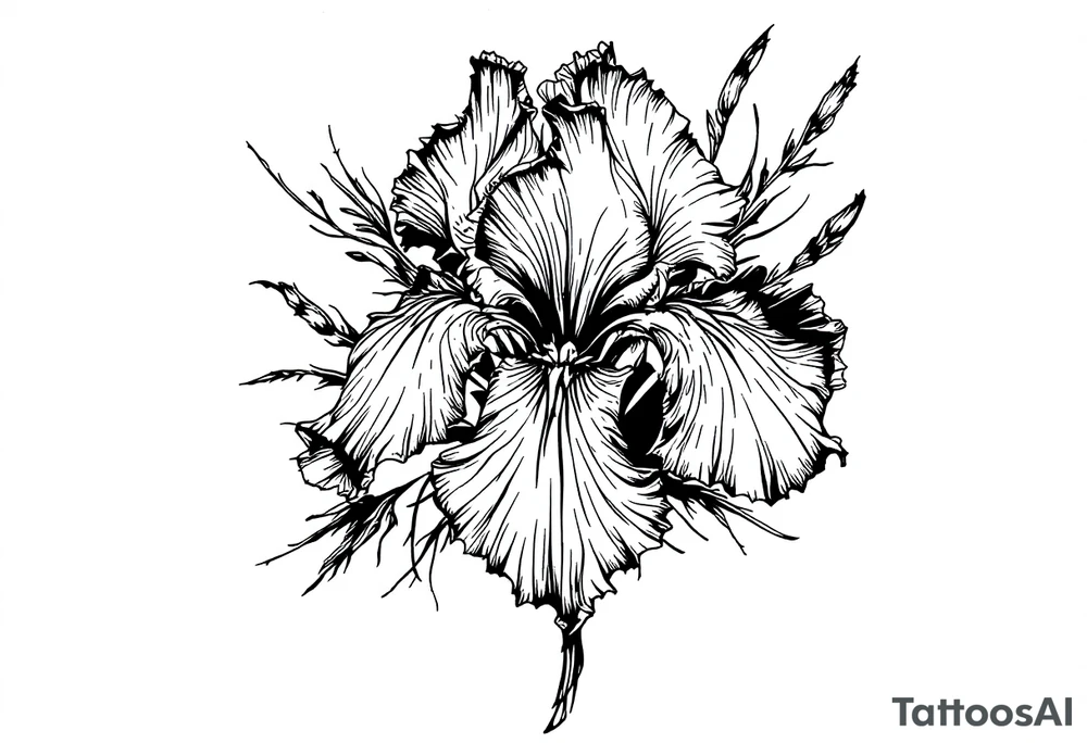 Iris flower bouquet tattoo idea