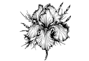 Iris flower bouquet tattoo idea