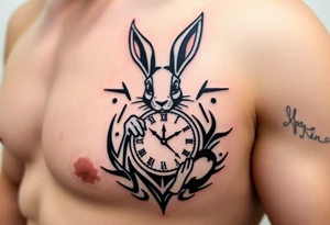 Rabbit holding a Clock tattoo idea