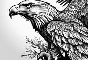 Bold eagle perched on branch tattoo idea