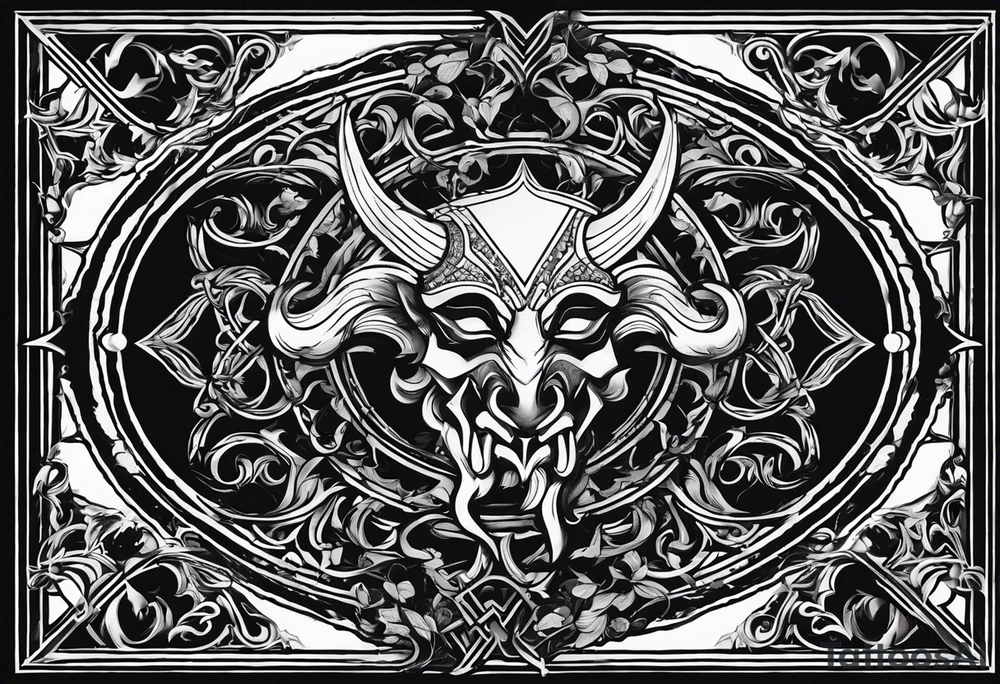 I want a very minimal representation of god and the devil in symbol form. Two sides of my personality and to remind me to be good. I don't want actual pictures of the devil just symbols tattoo idea