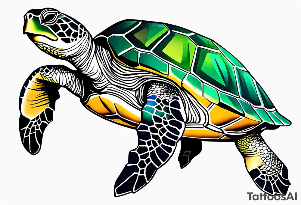 green sea turtle tattoo idea