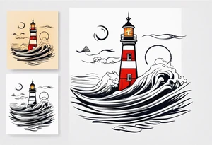 Leuchtturm 
Seil Bild 
Feuer 
Welle 
Schiff tattoo idea