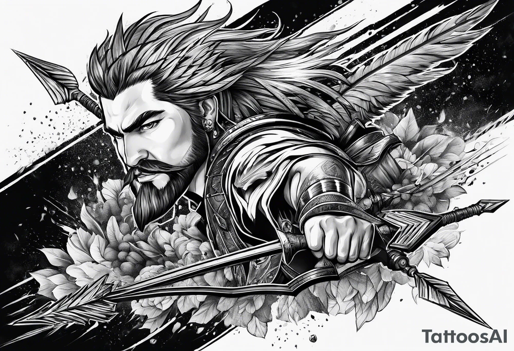 flaming arrows raining down from sky tattoo idea