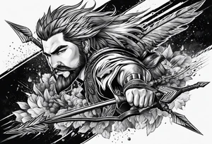 flaming arrows raining down from sky tattoo idea