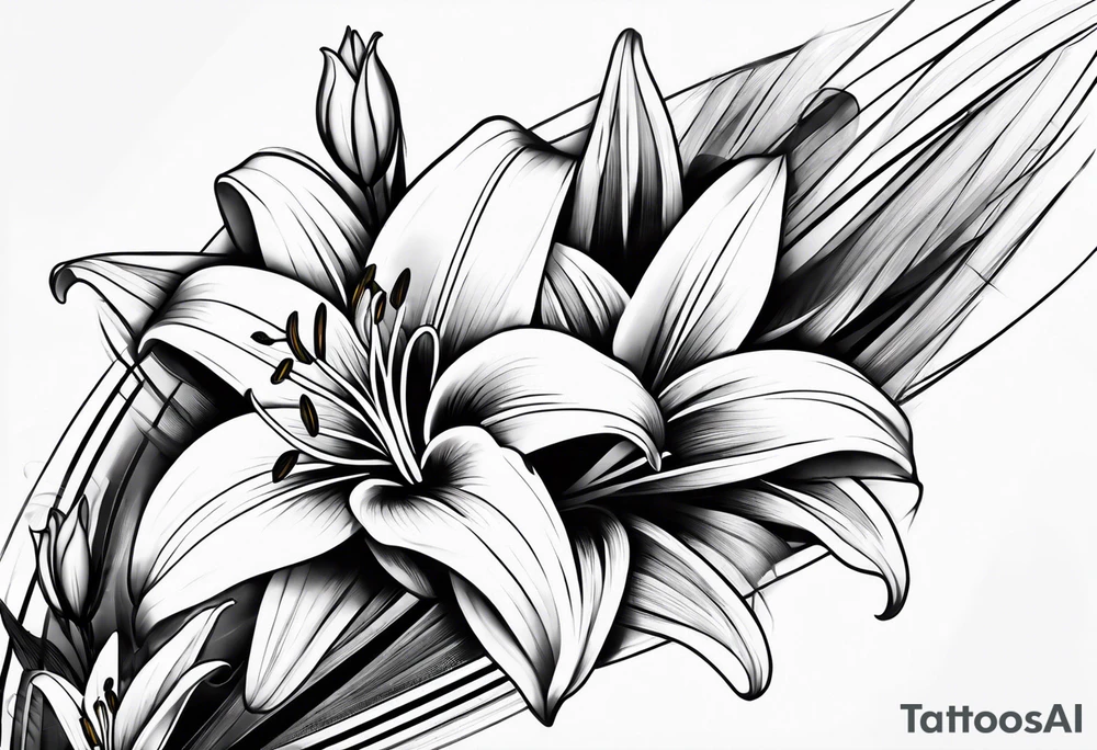 Lily flowers wrap around forearm tattoo idea