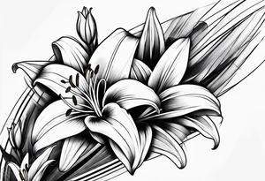 Lily flowers wrap around forearm tattoo idea