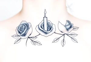 Blue, 2 roses, 2 candles, water tattoo idea